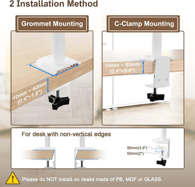 PUTORSEN Monitor Halterung 3 Monitore für 17-32 Zoll Flach & Curved Bildschirm, 80cm Stange Monitor