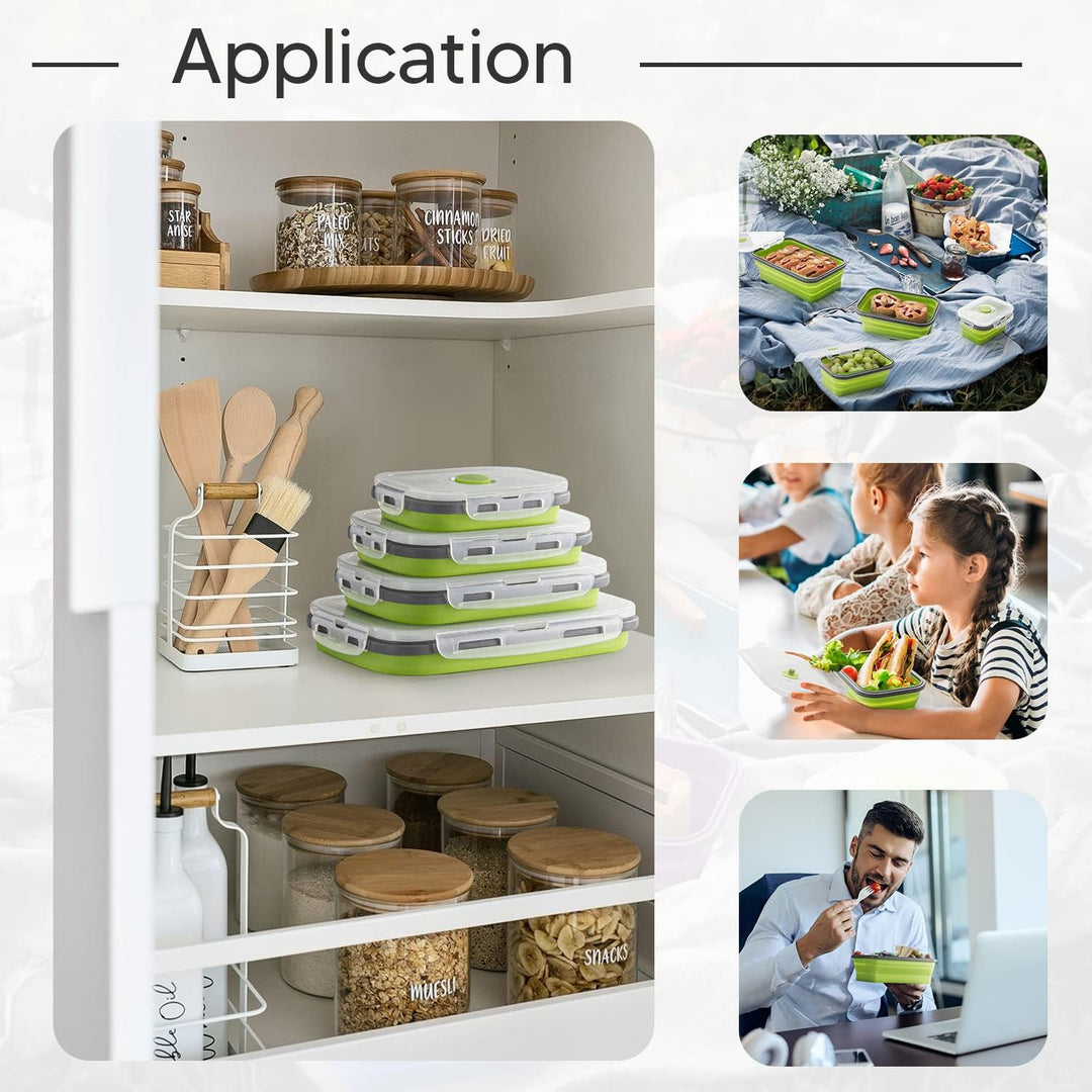 Faltbare Frischhalteboxen 4 PCS Faltbare Frischhaltedosen, Platzsparende Lunchbox für Camping Büro S