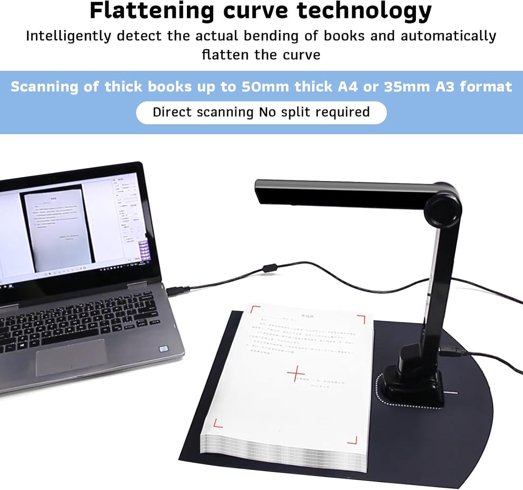 12MP Tragbar Dokumentkamera, Professioneller Buchscanner und Scanner, Dokumentscanner A3/A4 Dokument