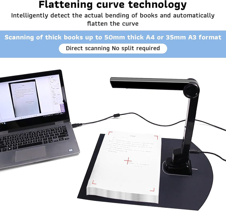 12MP Tragbar Dokumentkamera, Professioneller Buchscanner und Scanner, Dokumentscanner A3/A4 Dokument
