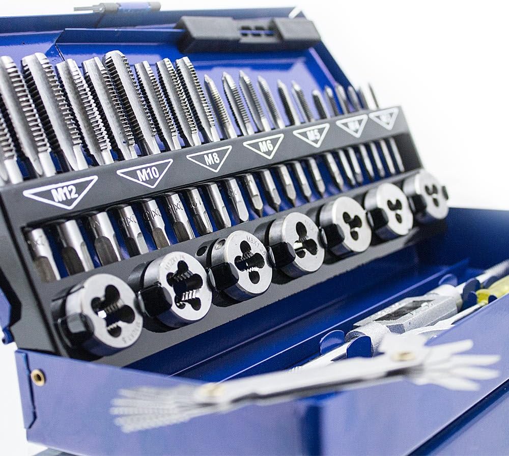 BITUXX® 32tlg Gewindeschneid Set Satz M3-M12 Gewindeschneider Gewindebohrer Set Schneideisen M3 M4 M