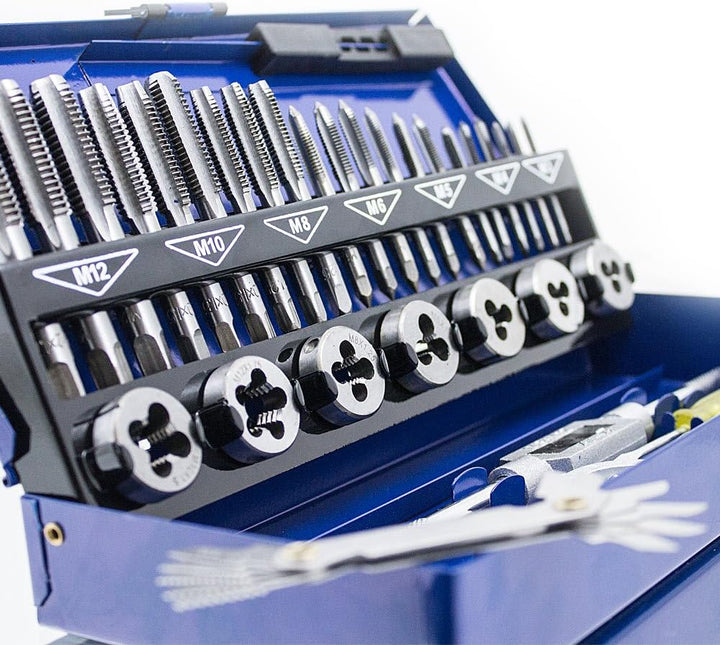 BITUXX® 32tlg Gewindeschneid Set Satz M3-M12 Gewindeschneider Gewindebohrer Set Schneideisen M3 M4 M