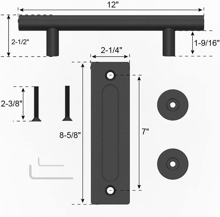 WINSOON Schiebetürgriffe 30cm schwarze Beschläge mit bündigem Fingerzug, gross, rustikal, für Tore,