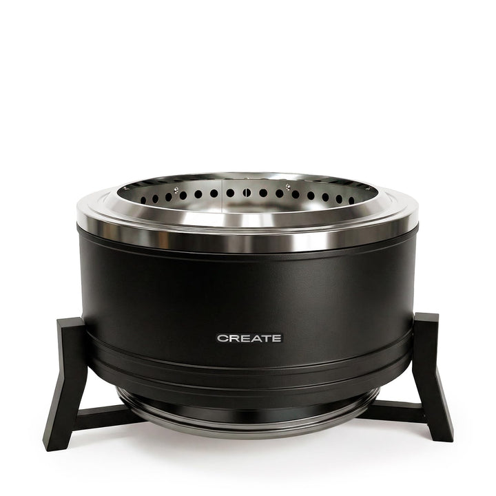CREATE Fire Pit Round-Feuerschale, 12 kW, für den Aussenbereich, rauchfreies Pellets, kompatibel mit
