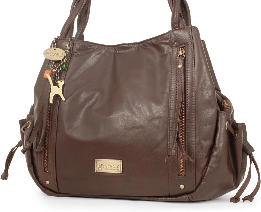 Catwalk Collection Handbags - Leder - Umhängetasche/Shopper/Tote - CAZ Braun, Braun