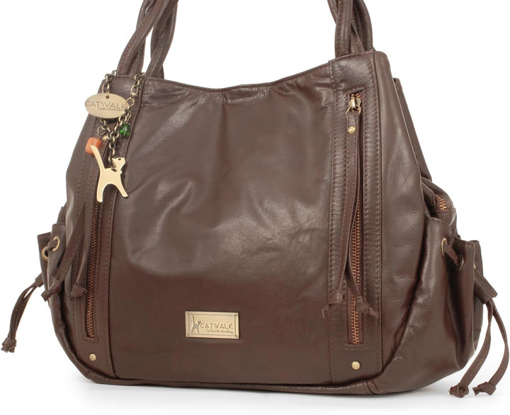 Catwalk Collection Handbags - Leder - Umhängetasche/Shopper/Tote - CAZ Braun, Braun