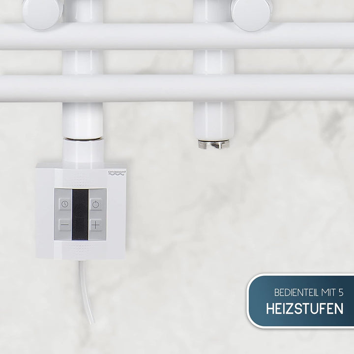 anapont elektrischer Designbadheizkörper - weiss - Timer-Funktion - Handtuchheizkörper - Badheizung