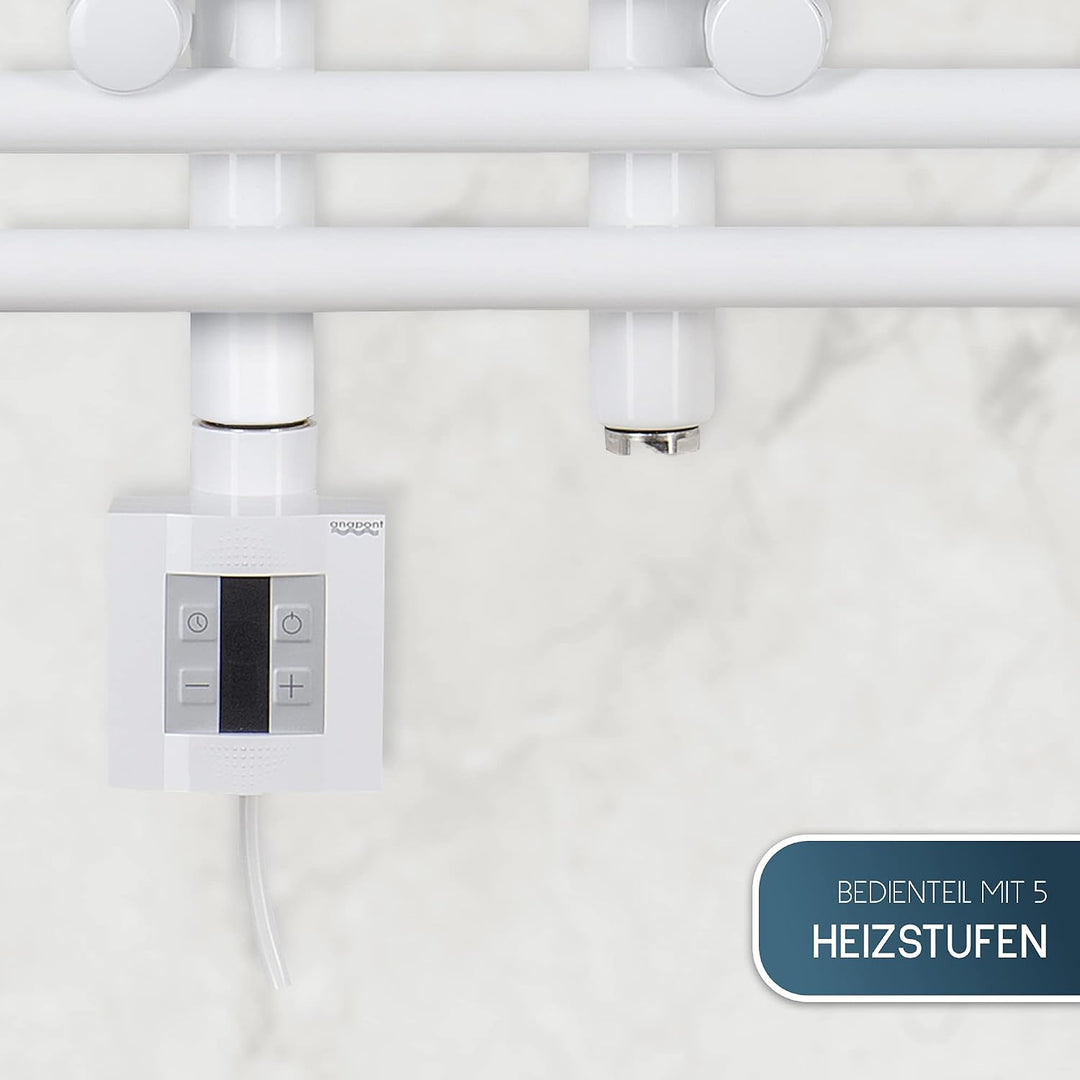 anapont elektrischer Designbadheizkörper - weiss - Timer-Funktion - Handtuchheizkörper - Badheizung