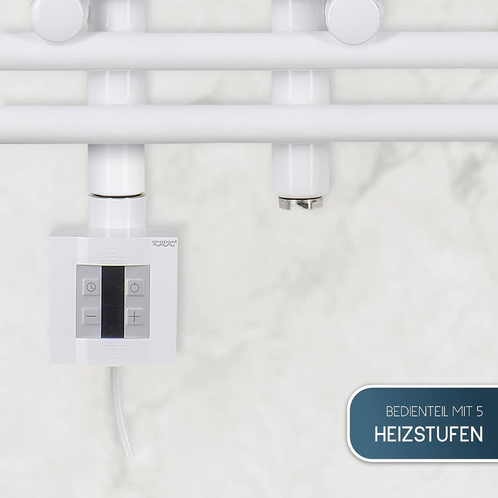 anapont elektrischer Designbadheizkörper - weiss - Timer-Funktion - Handtuchheizkörper - Badheizung