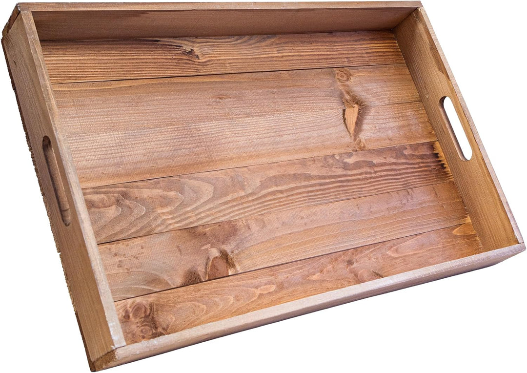 Serviertablett aus Holz 60x40x8cm Holztablett Frühstückstablett Dekotablett Tragetablett Präsentiert