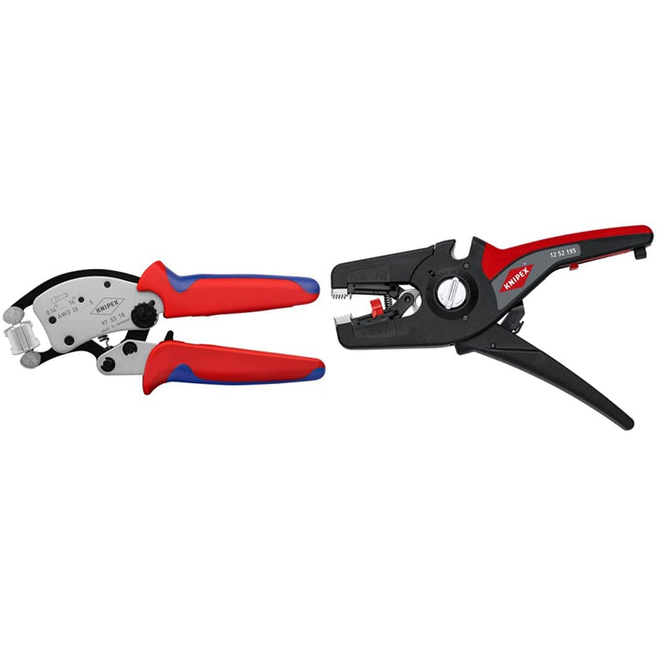 Knipex Twistor®16 Selbsteinstellende Crimpzange für Aderendhülsen mit drehbarem Crimpkopf verchromt,