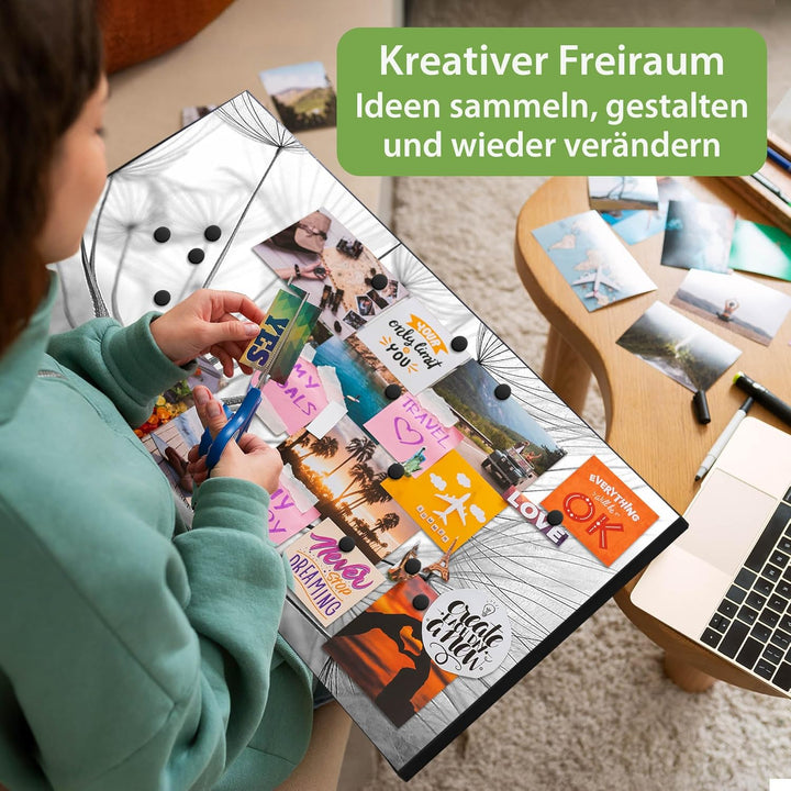 banjado Magnettafel schwarz 78 x 37cm / Magnetwand Metall/Magnetpinnwand als Memoboard/Pinnwand Magn
