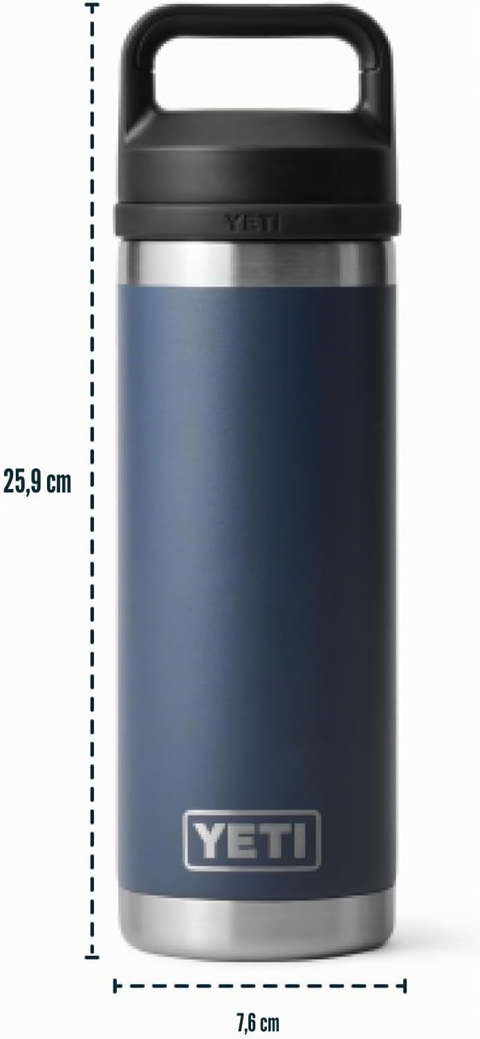 YETI Rambler Trinkflasche 18 oz (532 ml) Rescue Red – Edelstahl Trinkflasche, Wasserflasche Sport mi