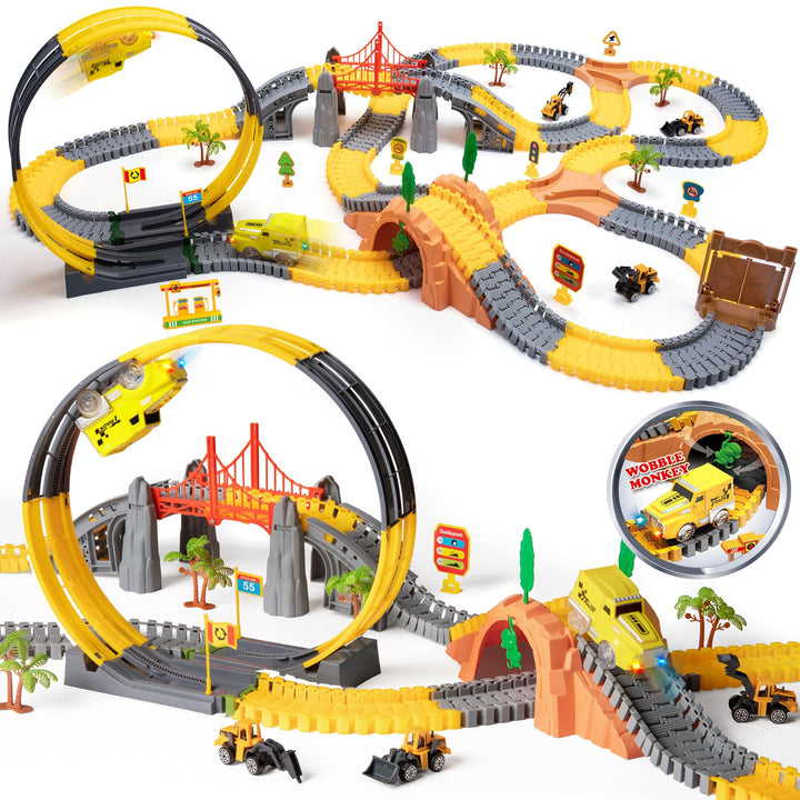 OR OR TU 342Stück Rennstrecke Spielzeug ab 3 4 5 6 jahre Kinder Auto Rennbahn Autobahn Eisenbahn 2 E