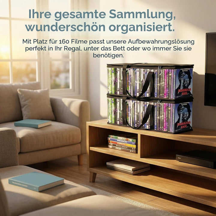 Fasmov Set mit 4 DVD-Aufbewahrungstaschen für bis zu 160 DVDs (40 Stück pro Tasche) Schwarz, Schwarz