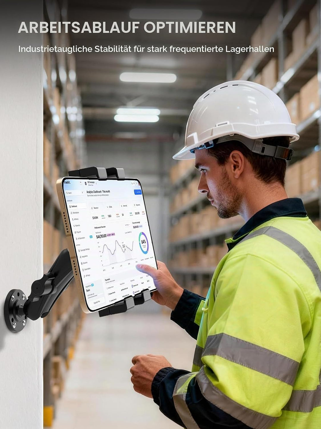 OHLPRO LKW Tablet Halterung Schwerlast, Bohrfuss Halter Kompatibel mit Industriestandard 1 Zoll (25m