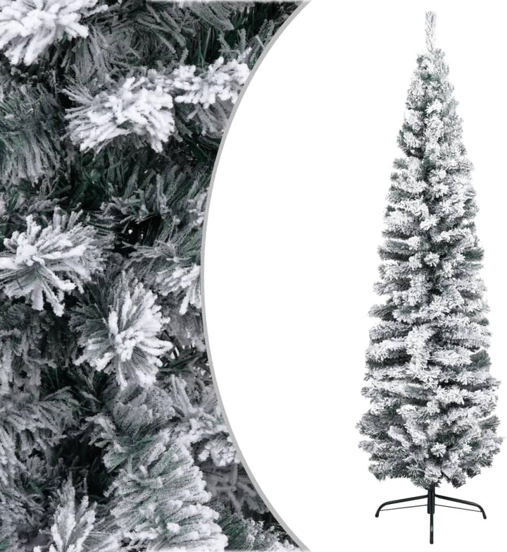 vidaXL Schlanker Künstlicher Weihnachtsbaum Beschneit Christbaum Tannenbaum Dekobaum Kunstbaum Weihn