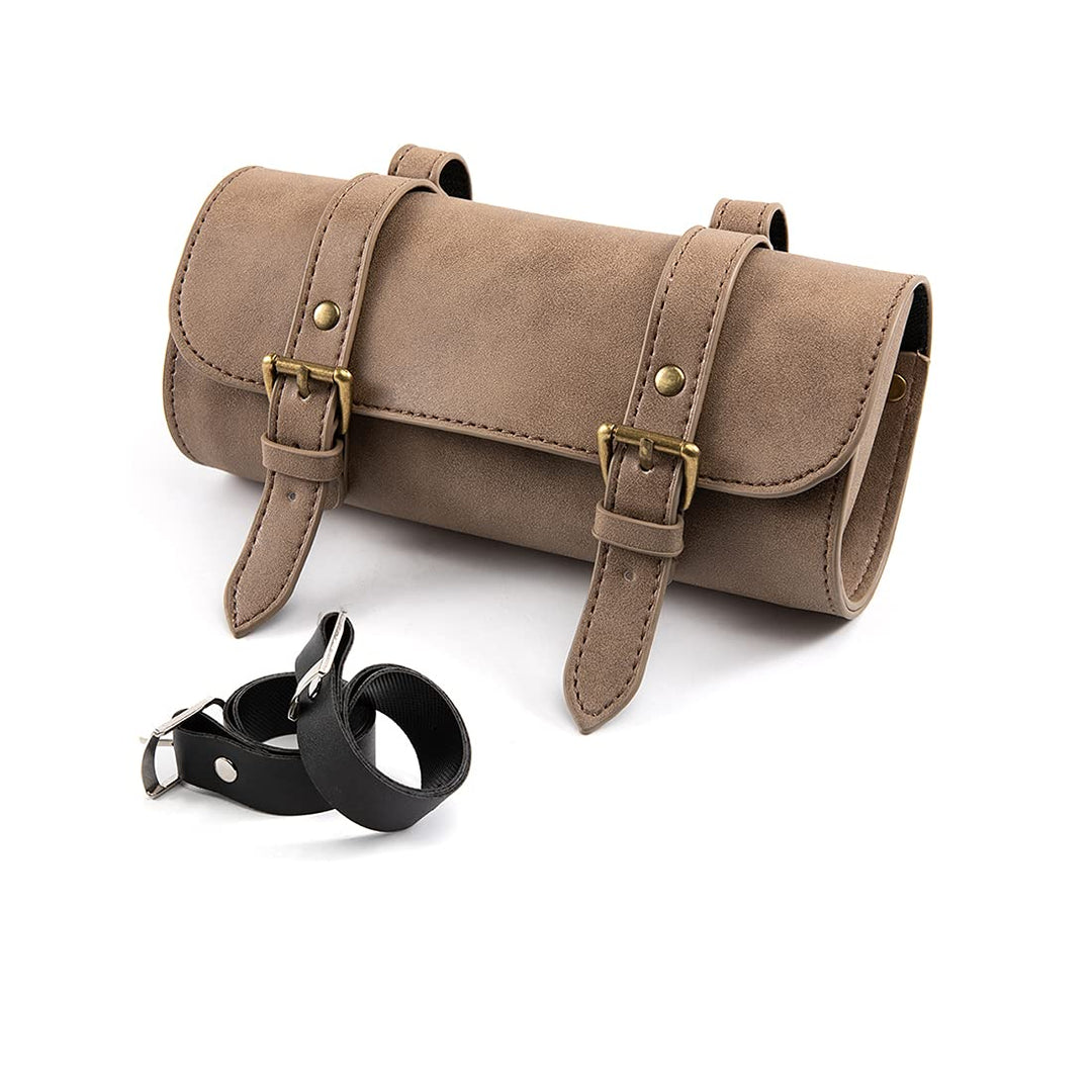 evomosa Motorrad Satteltasche Mini Motorradgabel Lenker Pu Leder Werkzeug Aufbewahrungstasche (C), C
