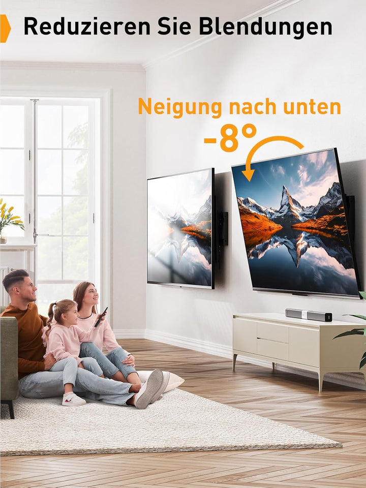 Perlegear TV Wandhalterung für die meisten 37-82 Zoll Fernseher bis zu 60 kg, neigbare Fernseher Hal