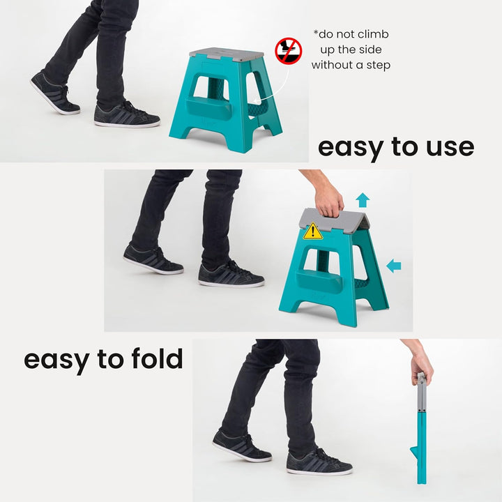 Vigar Kompakte Tritthocker Klappbar für Erwachsene, 40 cm, 2‑Schritt, Klapphocker Faltbar 150 kg rut