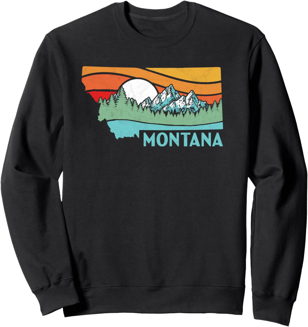 Montana Outdoors Retro Mountains & Nature Artistic Graphic Sweatshirt