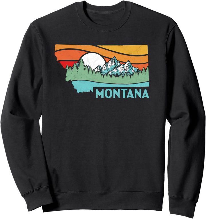 Montana Outdoors Retro Mountains & Nature Artistic Graphic Sweatshirt