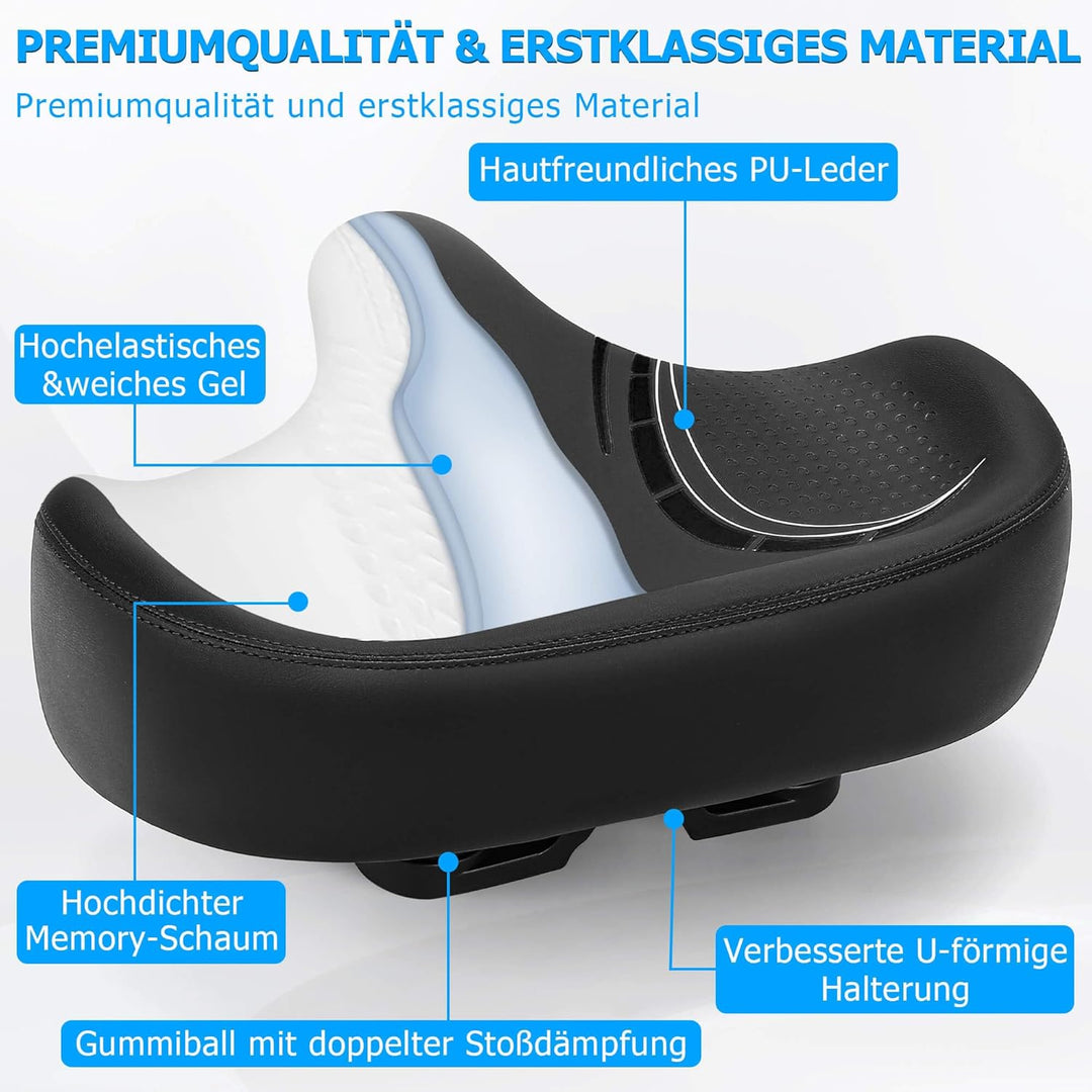 Übergrosser Fahrradsattel Herren & Damen - Bequem, Weich, Extra Breit, Ergonomisch, Polster Fahrrad