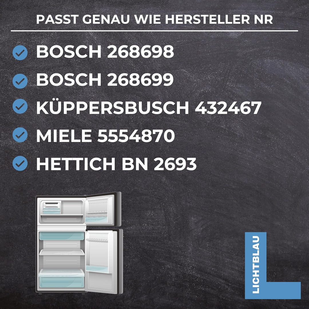 Lichtblau Türscharnier Set Kühlschrank 3 Stück 268698, 00268698, 268699, 00268699 I passend für Bosc
