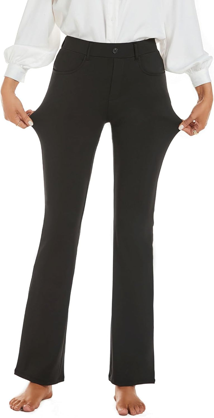 adorence Yoga Hose Damen: Elegante Hose Damen, Stretch Schlaghose Damen mit Hoher Taille, Taschen -