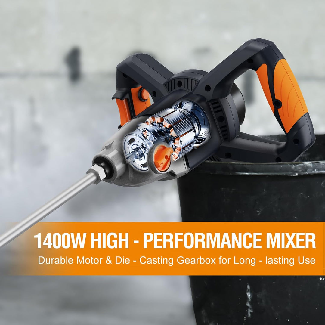 MAXXT 1400W Rührwerk mit 2-Gang-Getriebe & Sanftanlauf | M14 Rühreraufnahme | Dauerleistungsmotor |