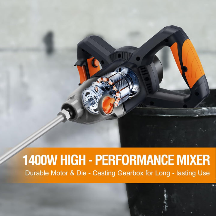 MAXXT 1400W Rührwerk mit 2-Gang-Getriebe & Sanftanlauf | M14 Rühreraufnahme | Dauerleistungsmotor |
