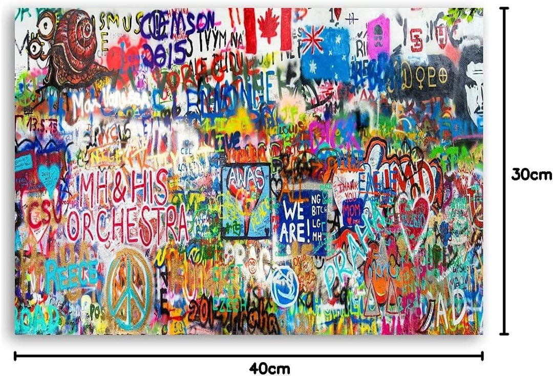 Feeby Bild auf Vlies Leinwand Strassenkunst 40x30 cm Kunstdruck Modern Wandbilder Deko Flur Wohnzimm
