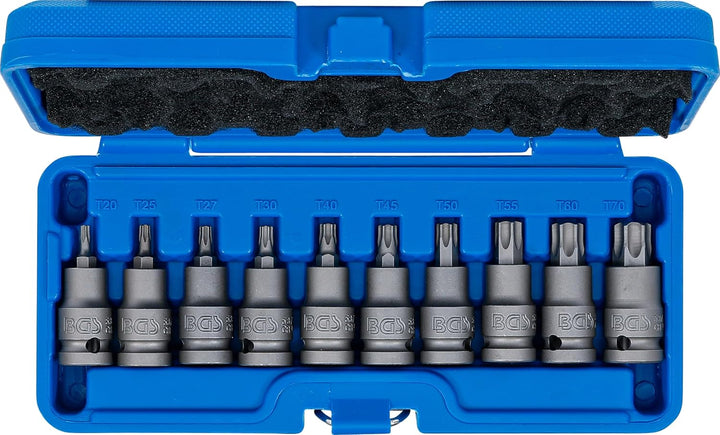 BGS 5097 | Kraft-Bit-Einsatz-Satz | 12,5 mm (1/2") | T-Profil (für Torx) T20 - T70 | 10-tlg. 10-tlg.