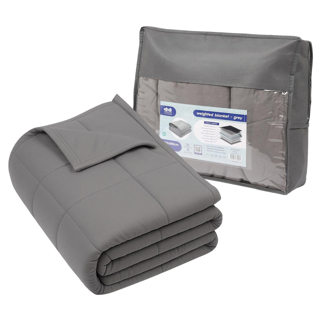 Harbour Housewares Gewichtsdecke mit Aufbewahrungstasche - 125 x 180cm - 6kg - Grau - 1x Schwer Erwa