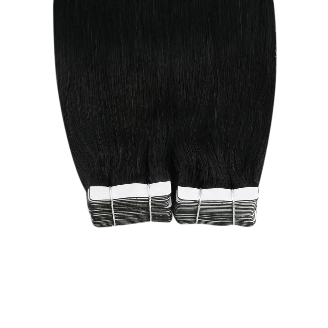 Ugeat Tape Extensions Echthaar Schwarz Tape in Extensions Remy Echthaar 50cm Seamless Tape in Extens