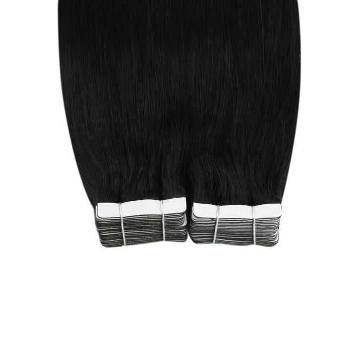 Ugeat Tape Extensions Echthaar Schwarz Tape in Extensions Remy Echthaar 50cm Seamless Tape in Extens