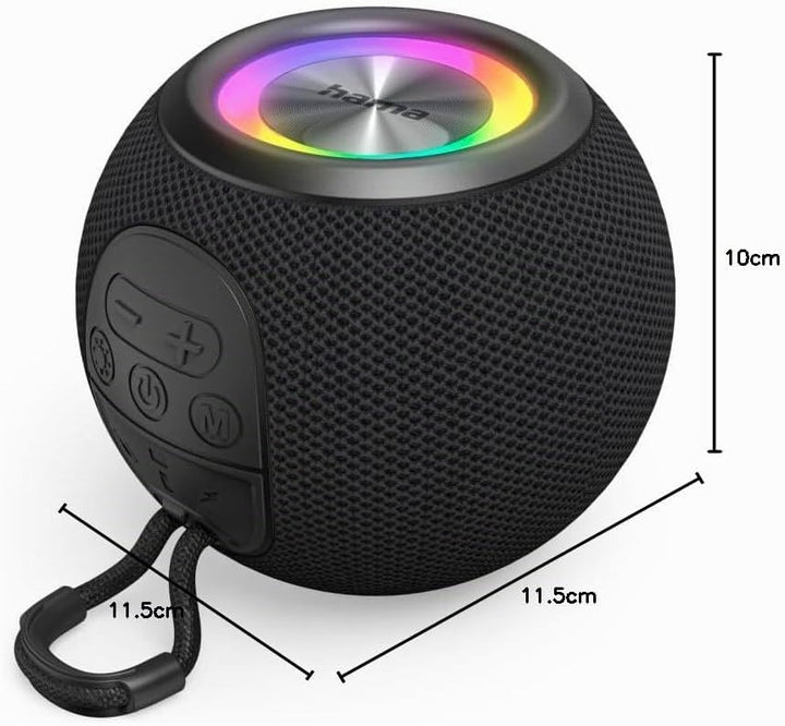 Hama Ball Shape Speaker Bluetooth Lautsprecher, 5,3 Zoll, tragbar, Ball Shape, kabellos, 5 LED-Modi,