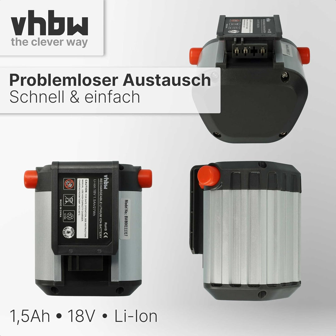 vhbw Akku kompatibel mit Gardena Akku-Trimmer ComfortCut Li-18/23 R (9825-20) Akku-Rasentrimmer Ersa