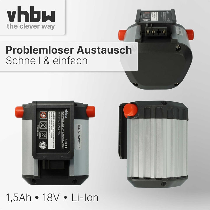 vhbw Akku kompatibel mit Gardena Akku-Trimmer ComfortCut Li-18/23 R (9825-20) Akku-Rasentrimmer Ersa