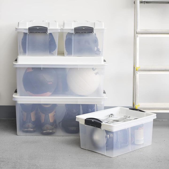 Jive Dome Aufbewahrungsbox 13l mit Deckel, Kunststoff (PP) BPA-frei, Weiss/transparent, 3x13l, (40,5