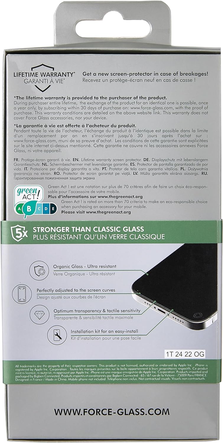 Force Glass Displayschutz aus organischem Glas mit lebenslanger Garantie und Installationsset für iP