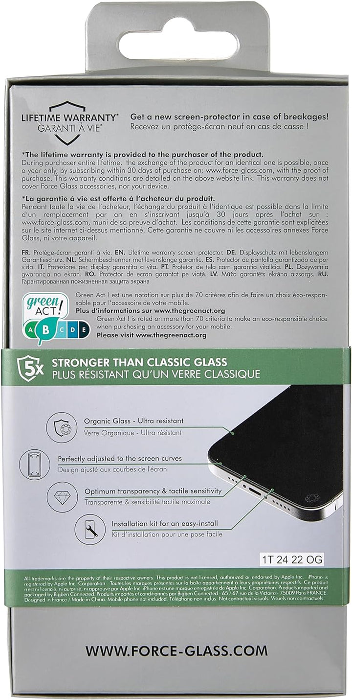 Force Glass Displayschutz aus organischem Glas mit lebenslanger Garantie und Installationsset für iP