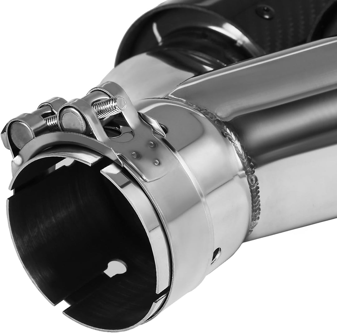 54mm Auspuffspitzen Auspuff Edelstahl und Glänzende Kohlefaser Auto Auspuff Endrohr, Einlass 2,1" Au