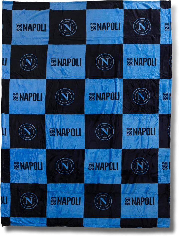 hermet SSC Napoli, weiche Decke mit Logo, warme Decke für Sofa und Bett, Grösse 150 x 210 cm, Soft T
