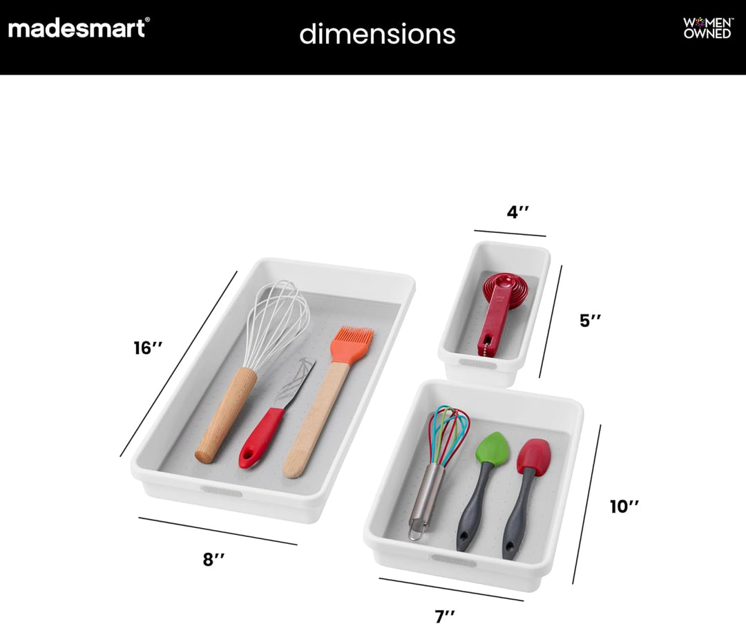 madesmart Tablett, 3er-Set, weiss, Premiumweiss, Premiumweiss