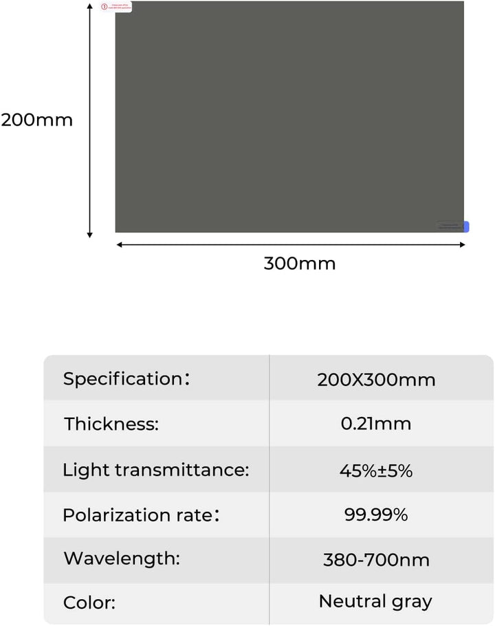 K&F Concept Polarisationsfolie 4 Stück 300 * 200 * 0,21mm polfilter Folie，linear 90 Grad, 4 Stück