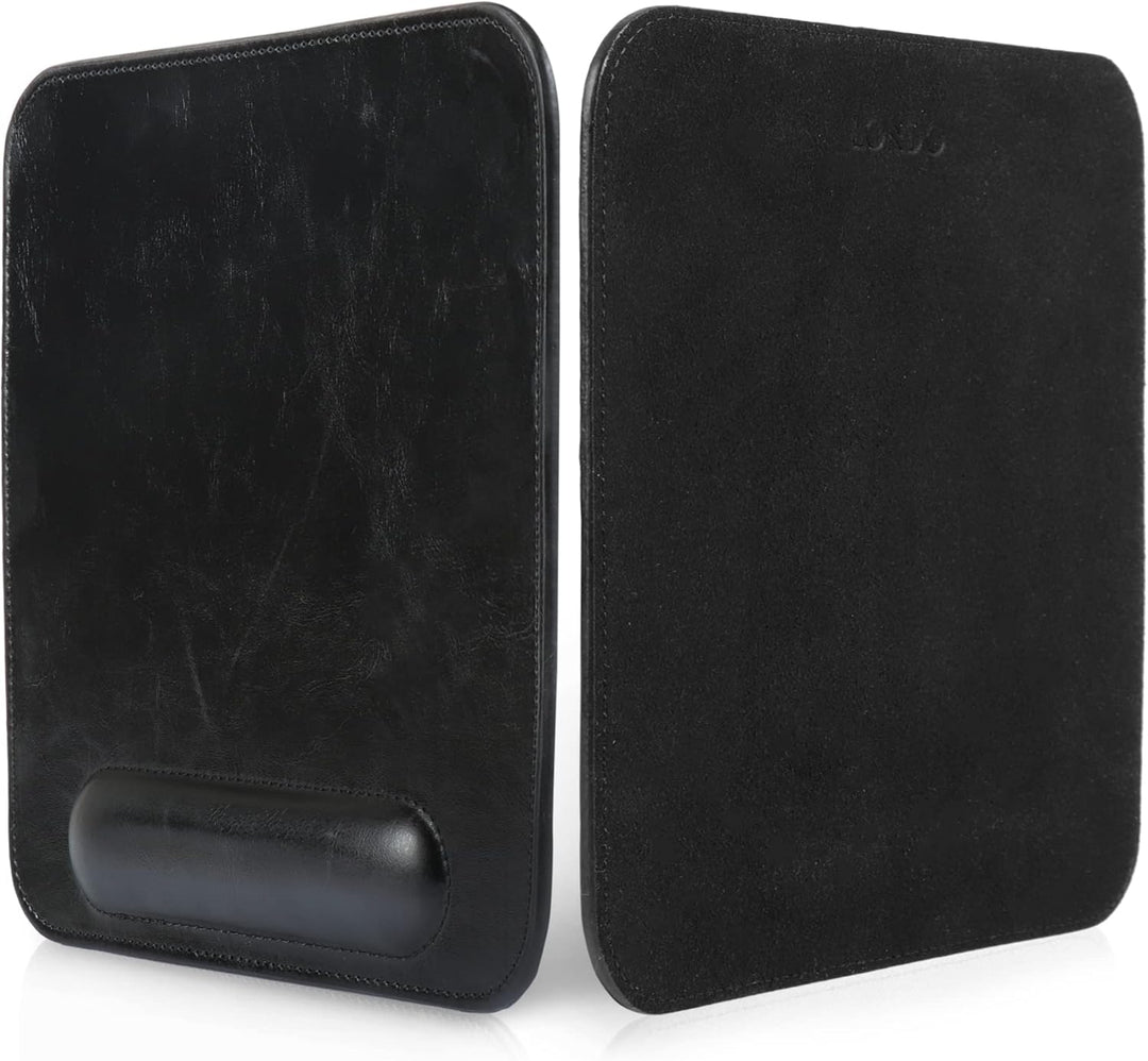 Londo Leder Mauspad mit Handgelenkauflage – Rutschfeste Unterseite, Glatte Oberfläche, Ergonomisches