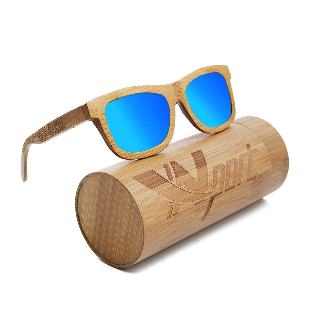 Ynport Bambus-Sonnenbrille für Herren/Damen, klassisches Design, mit Holz beschichtet, Vintage-Stil,
