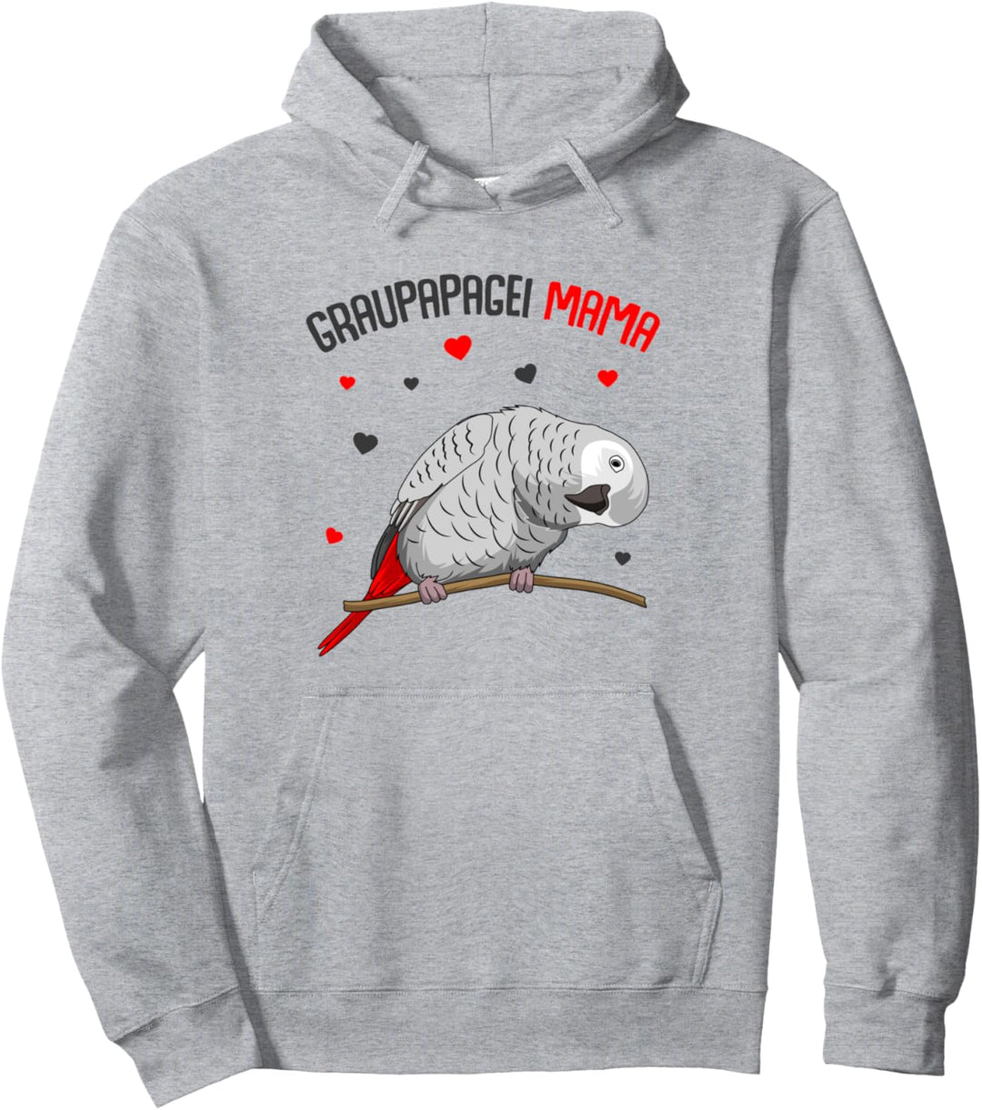 Graupapagei Mama Liebe Papagei Herz Vogel Pullover Hoodie