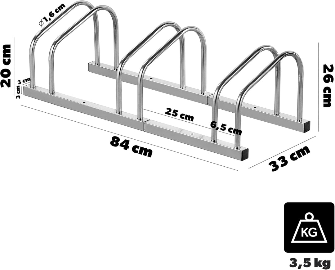 KADAX Fahrradständer für 3 Fahrräder für Boden oder Wandmontage, Fahrradhalter aus verzinktem Stahl